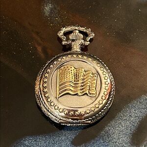 Vintage Benrus Quartz Pocket Watch Hunter Case Silver Tone